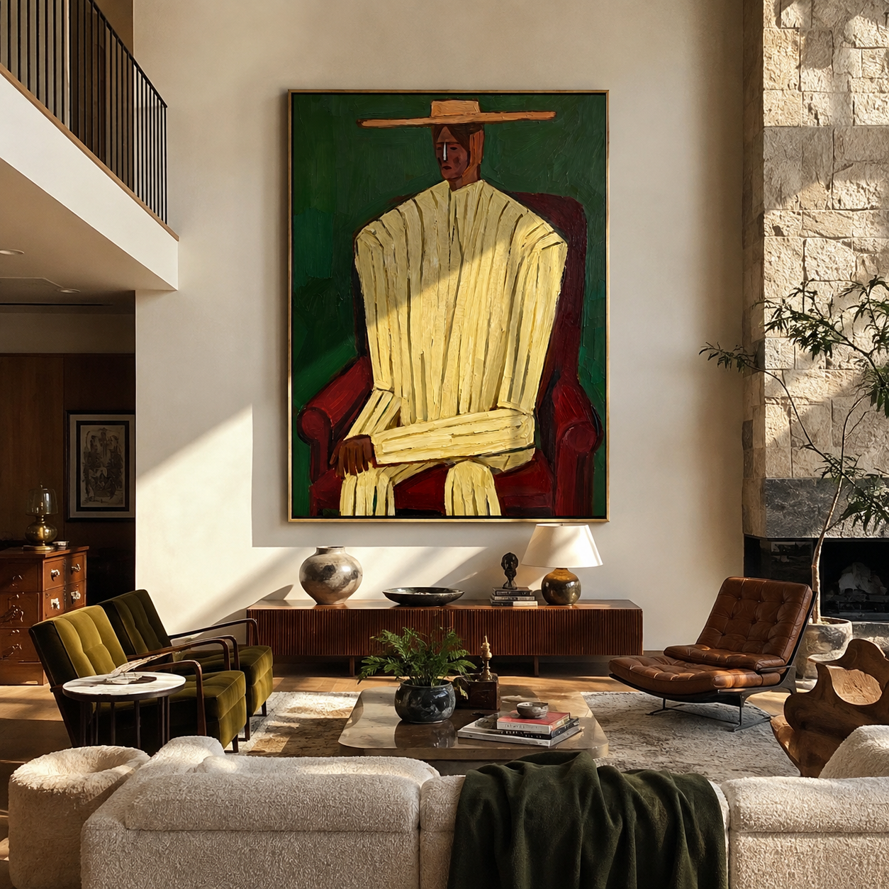 Ivory Robe Takes Chair displayed in a warm contemporary interior