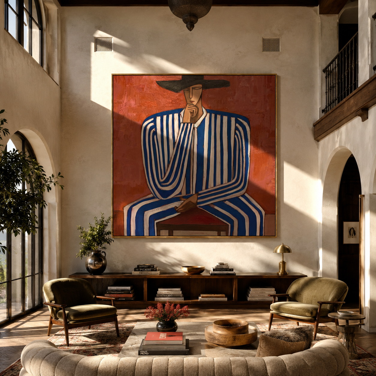 Cobalt Lines Take Chair displayed in a warm contemporary interior