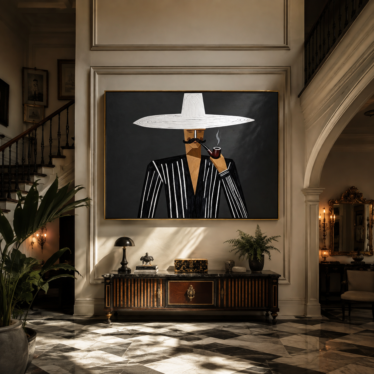 White Brim Smokes Midnight displayed in a warm contemporary interior