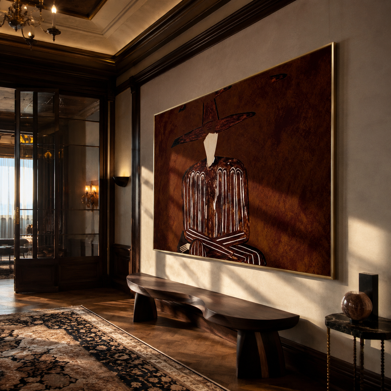 Brown Stripes in Shadow displayed as a modern room focal point