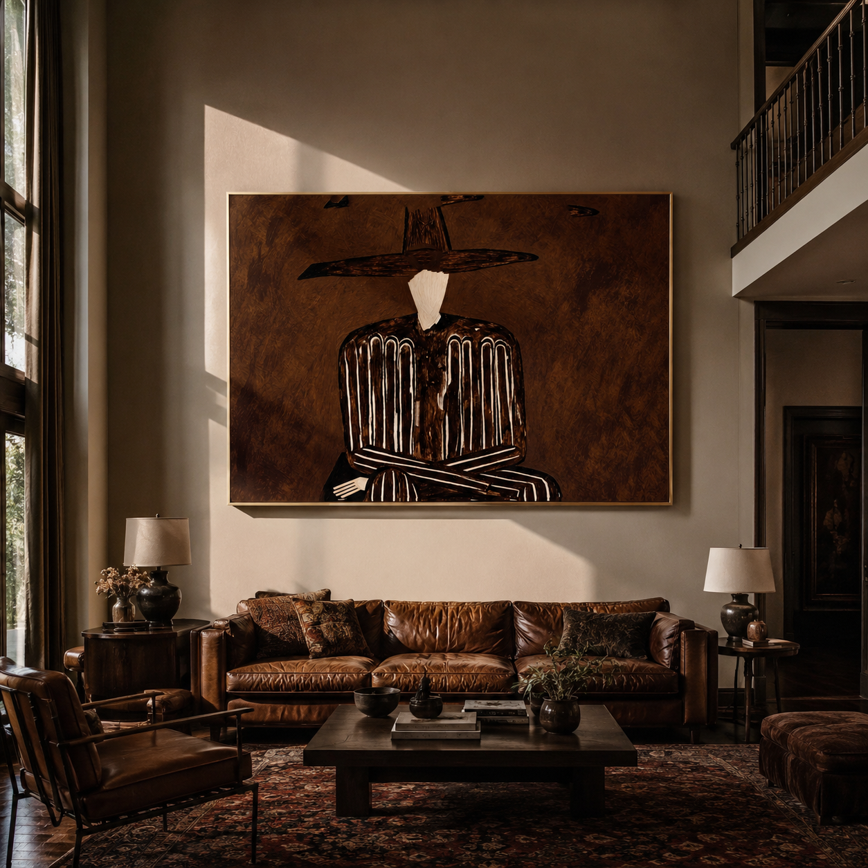 Brown Stripes in Shadow styled in a layered residential interior
