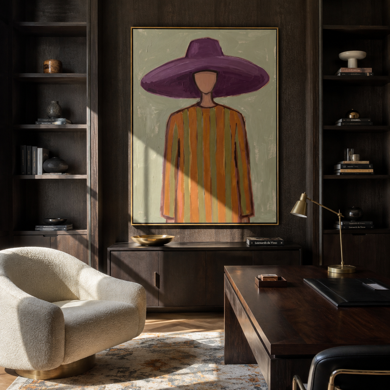 Violet Brim over Sage displayed as a modern room focal point