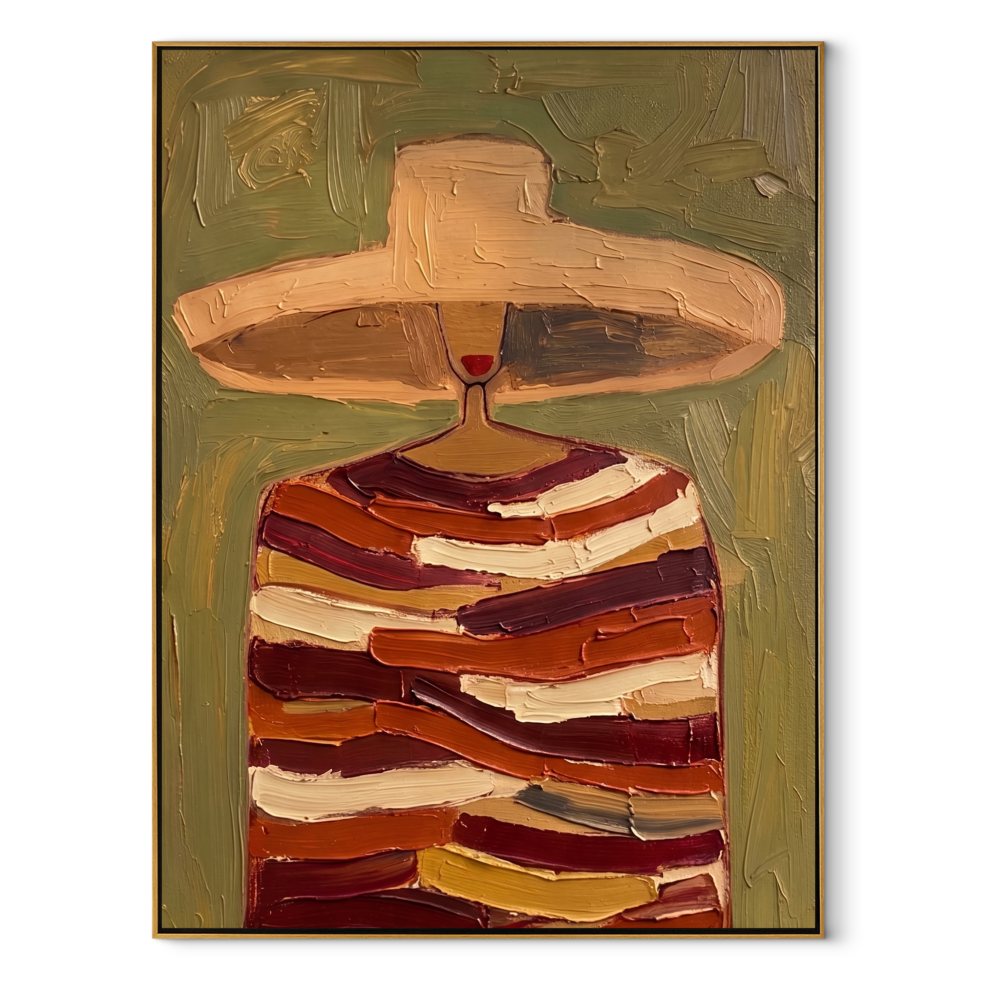 Rust Bands Carry Glass abstract figurative textured painting, vertical canvas artwork