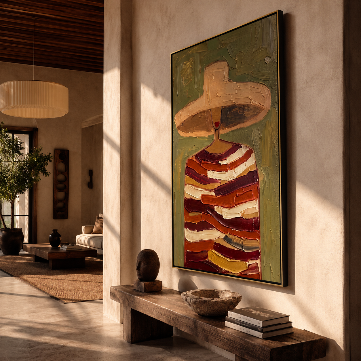 Rust Bands Carry Glass displayed as a modern room focal point