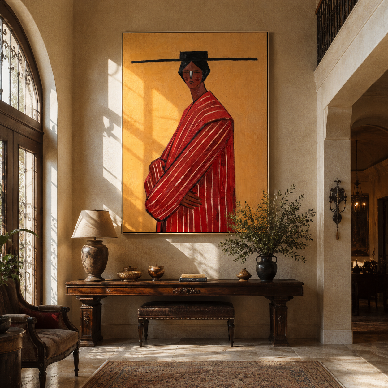 Scarlet Robe toward Gold styled with neutral modern furnishings