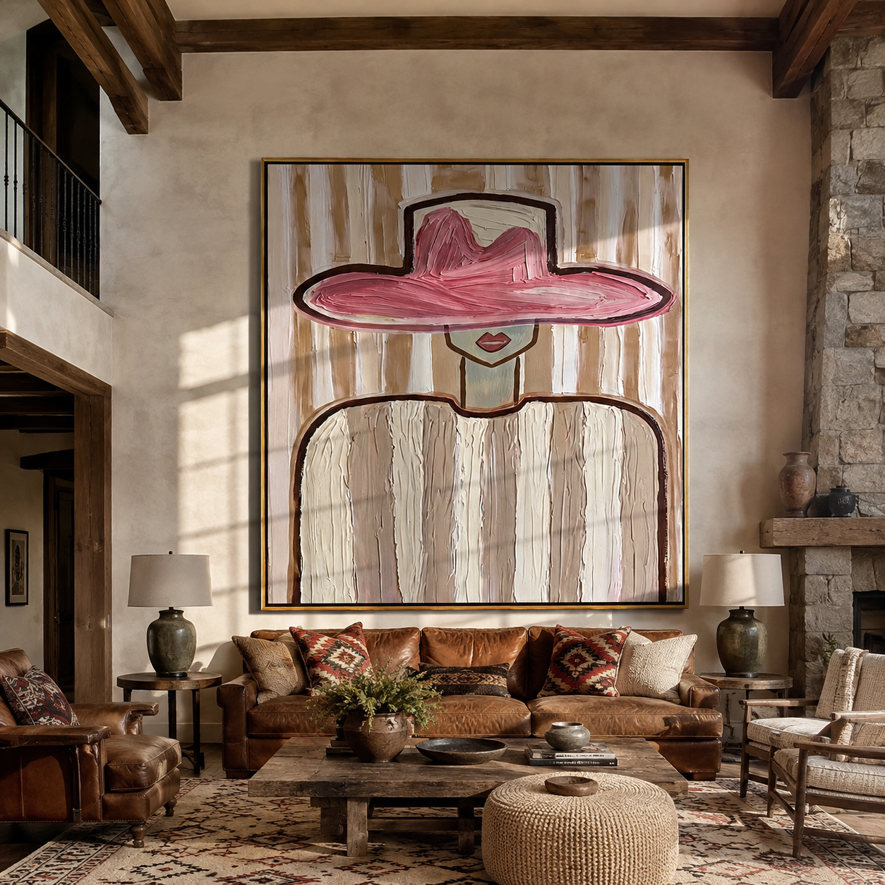 Rose Brim over Ivory presented above a contemporary console