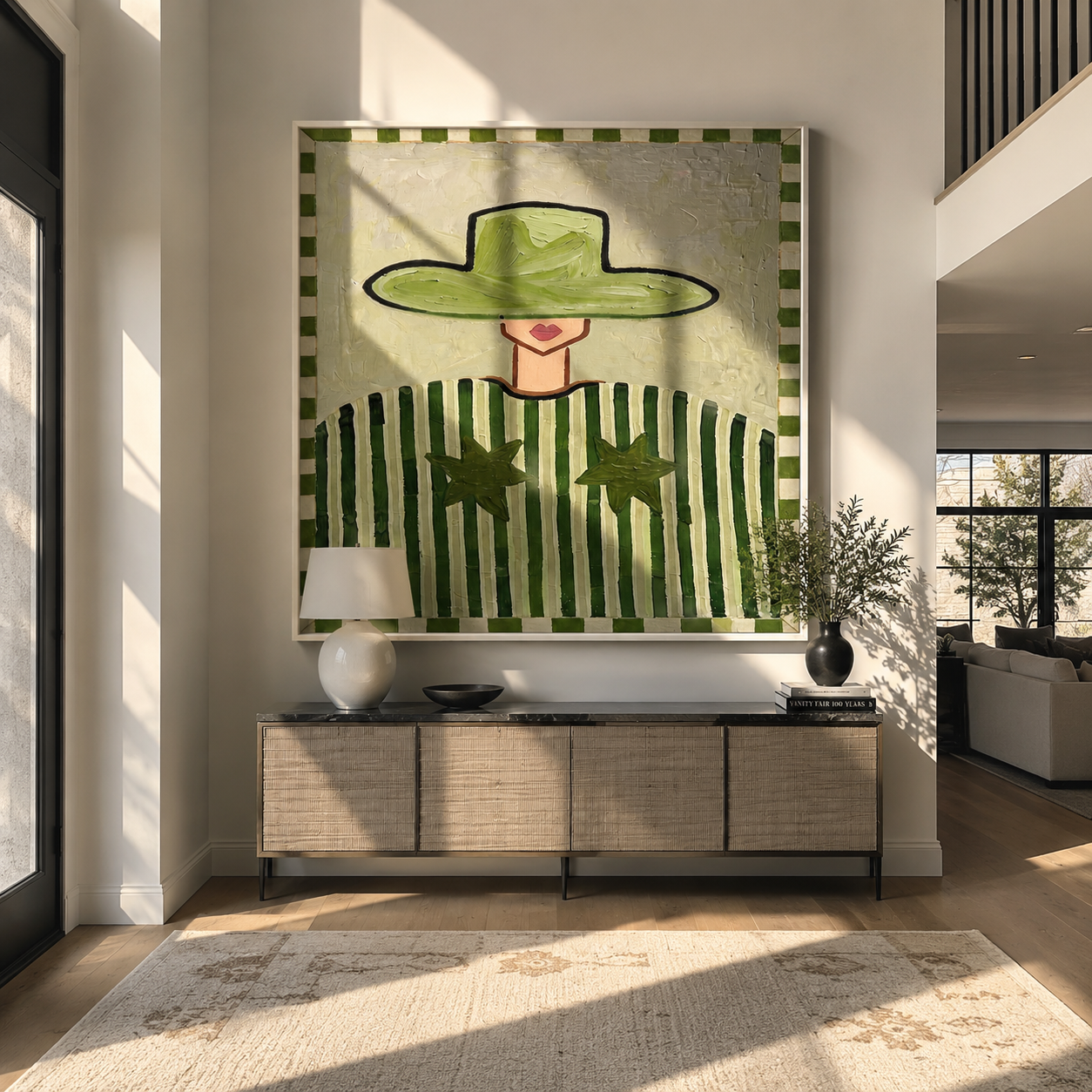 Green Brim Guards Stars displayed in a warm contemporary interior