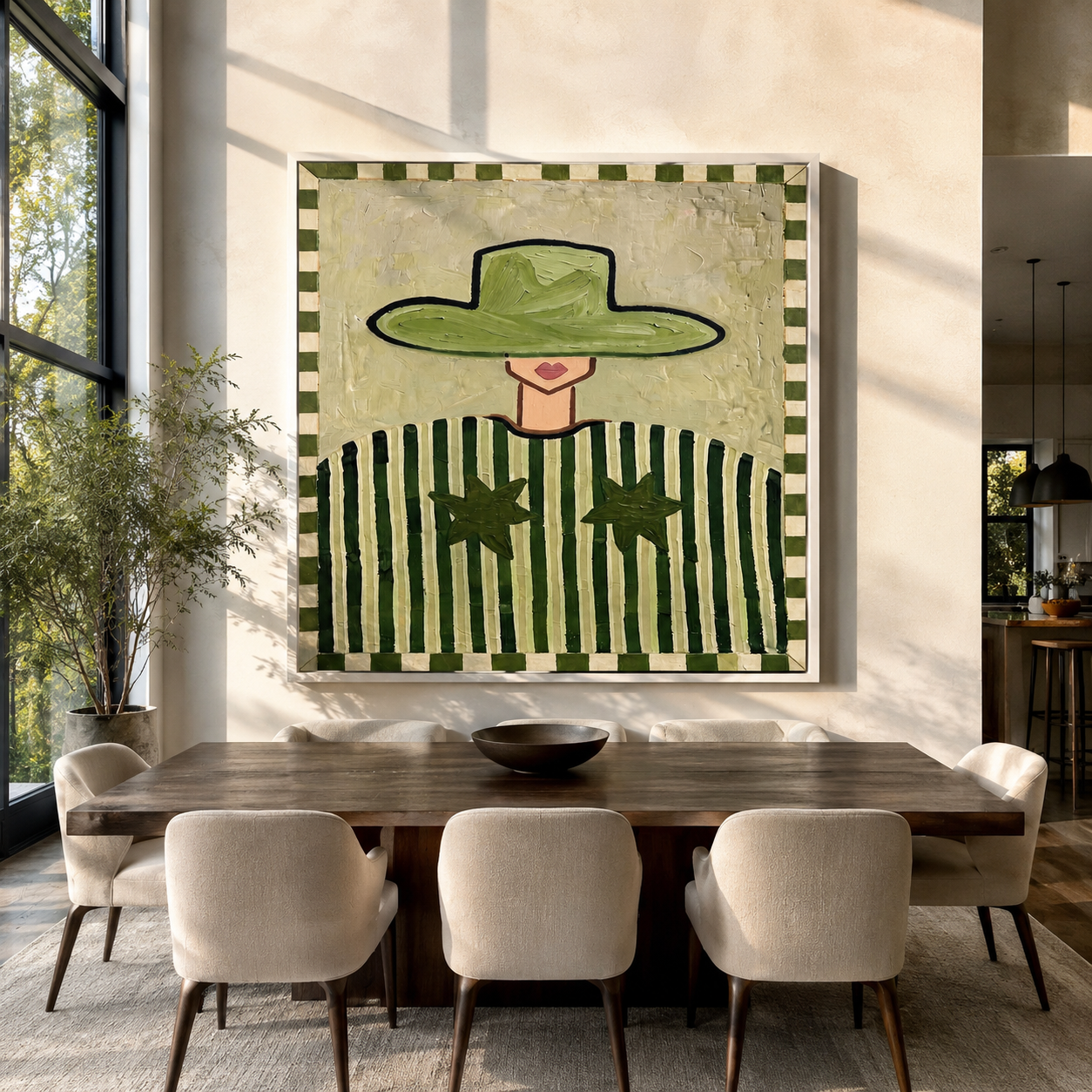Green Brim Guards Stars styled with neutral modern furnishings