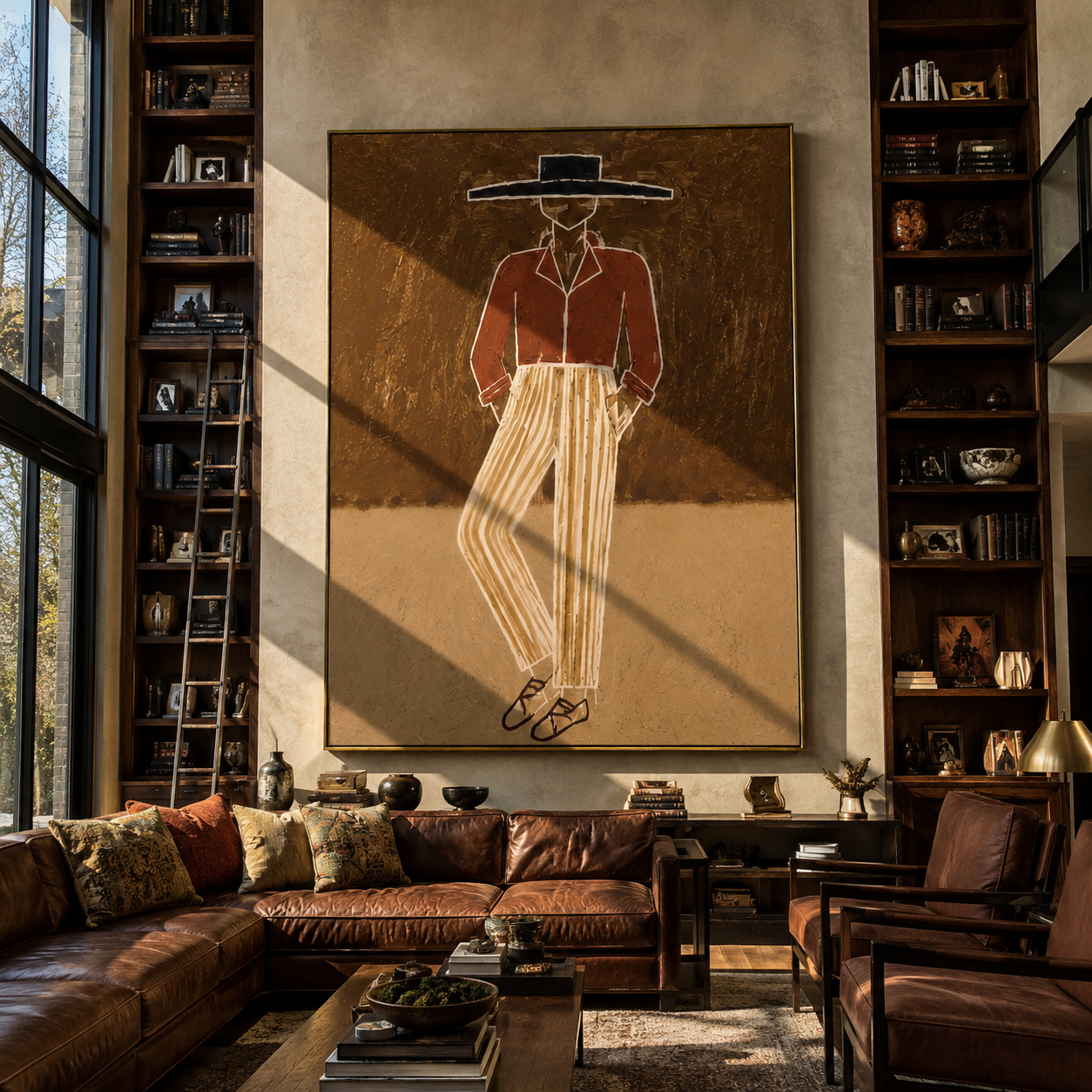 Rust Jacket Walks Earth styled in a layered residential interior