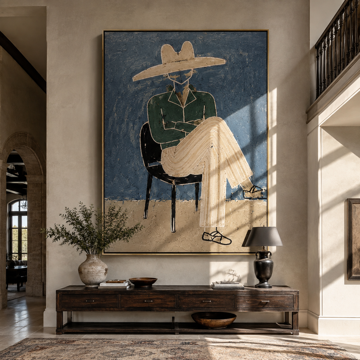 Green Jacket Crosses Chair displayed in a warm contemporary interior