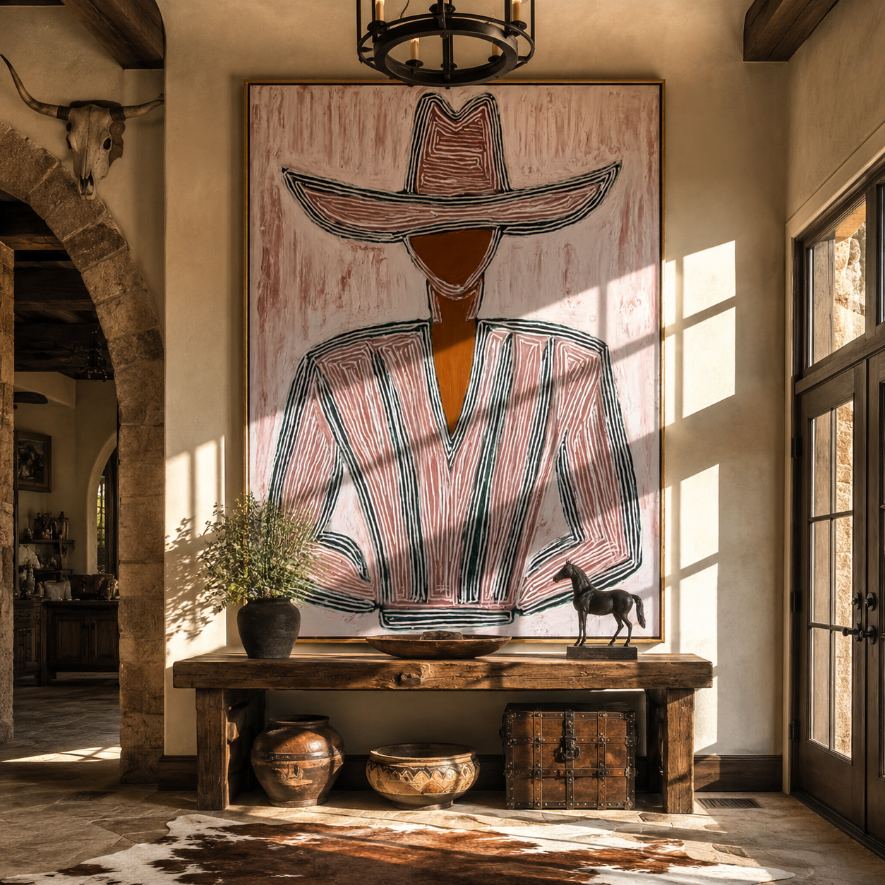 Pink Lines Shape Jacket styled with neutral modern furnishings