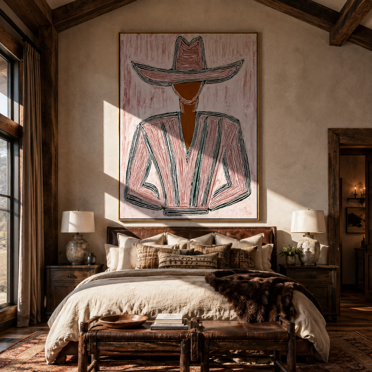 Pink Lines Shape Jacket displayed as a modern room focal point