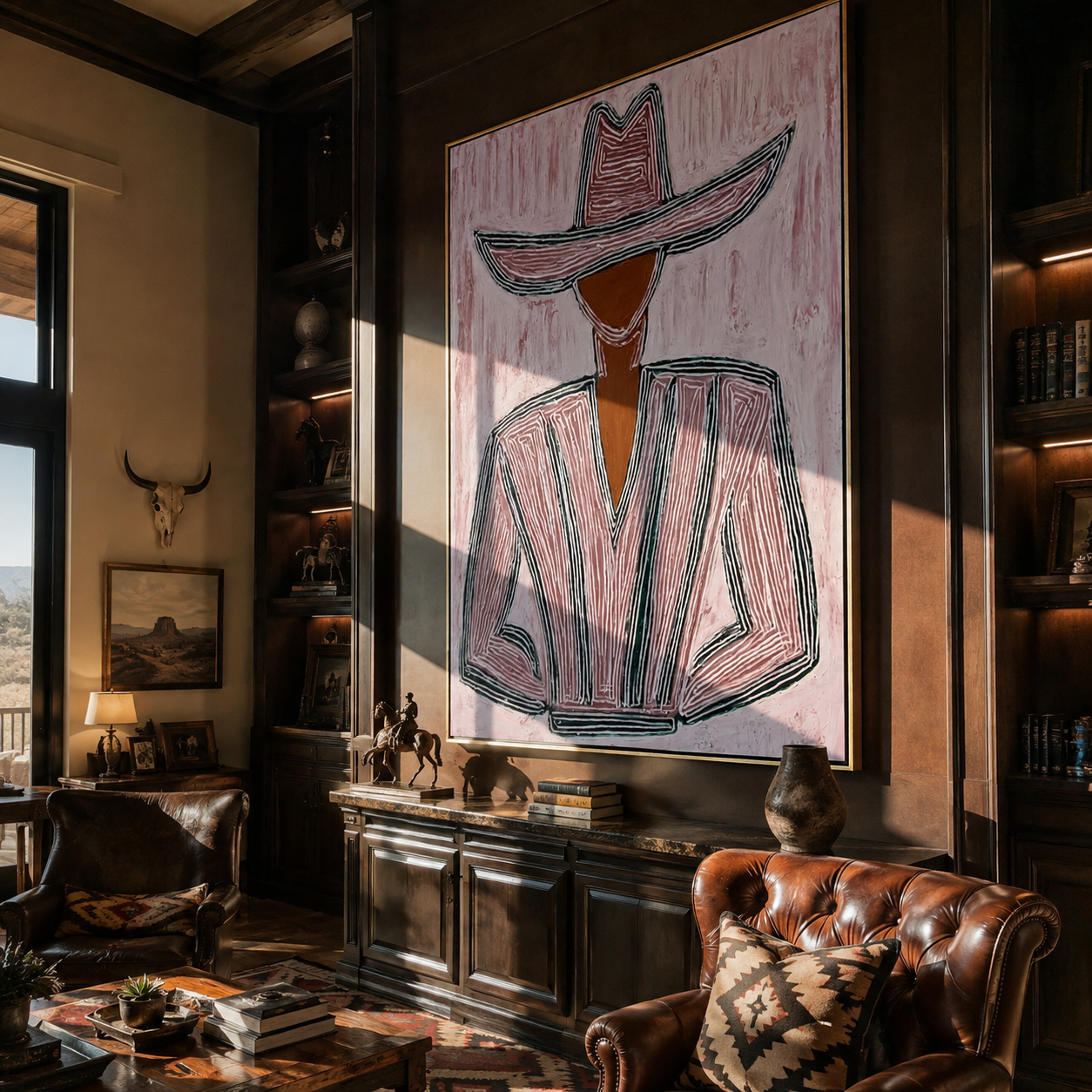 Pink Lines Shape Jacket styled in a layered residential interior