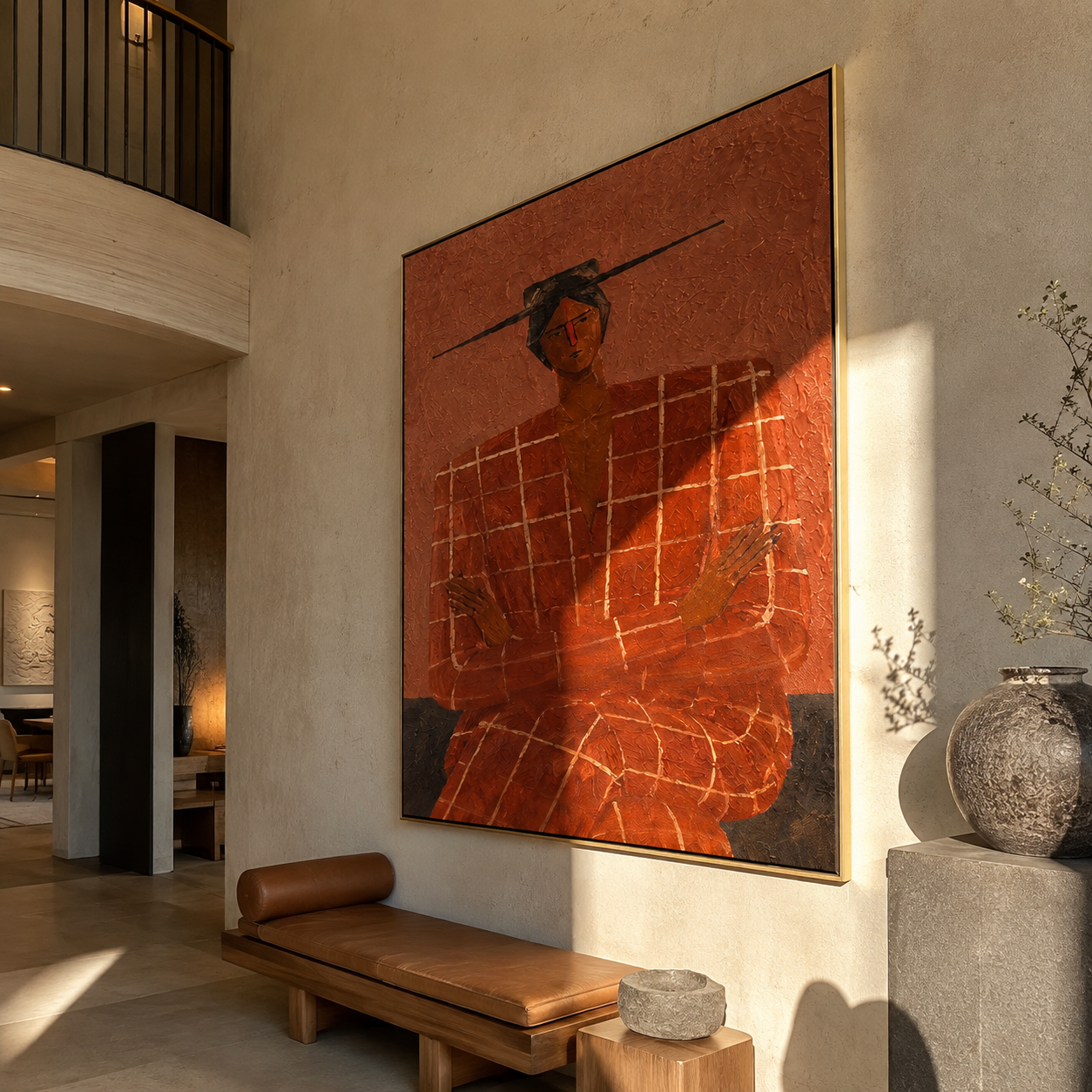Terra Checks Take Seat styled with neutral modern furnishings