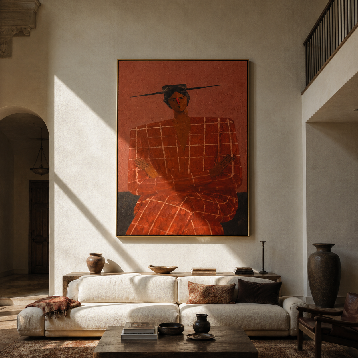 Terra Checks Take Seat presented above a contemporary console