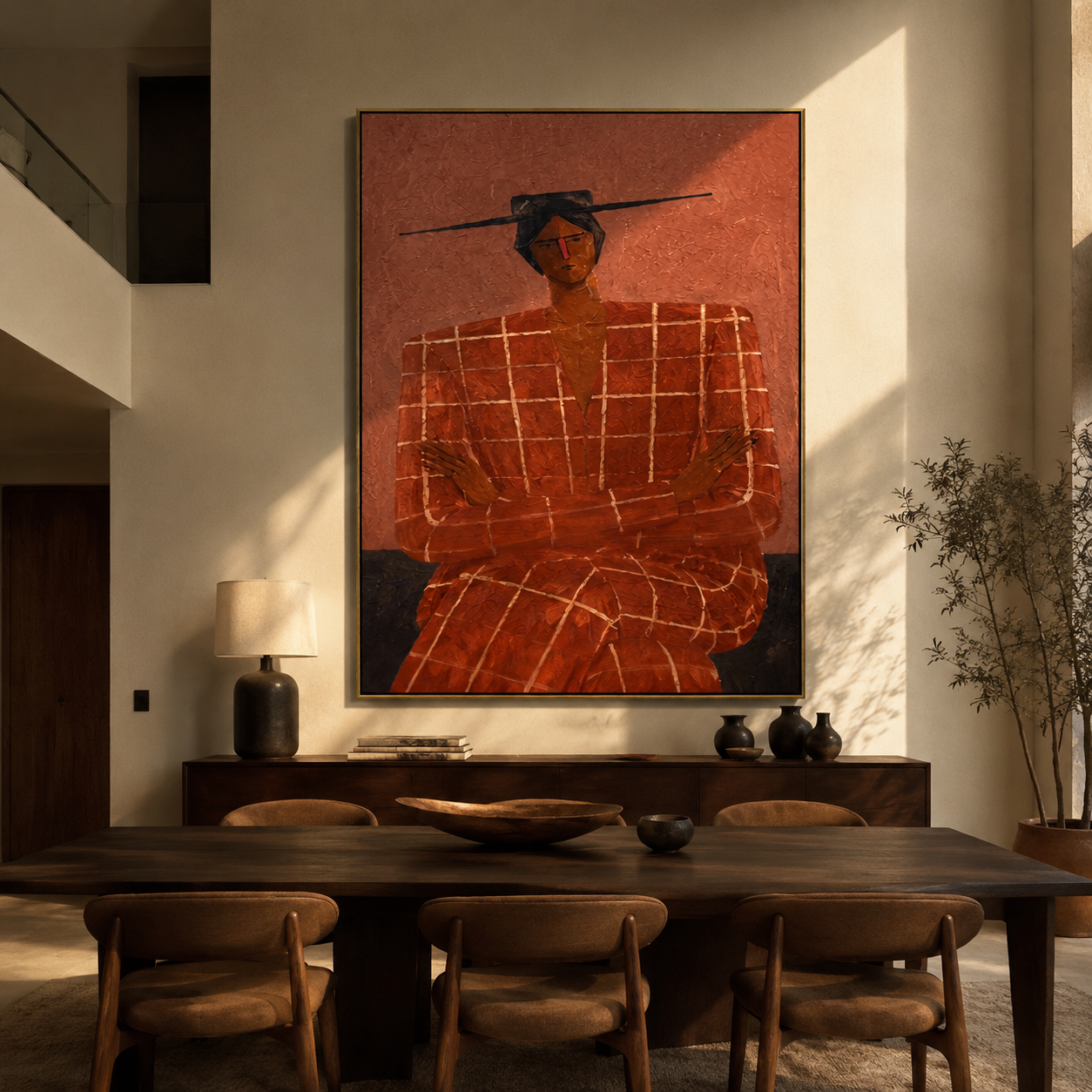 Terra Checks Take Seat styled in a layered residential interior