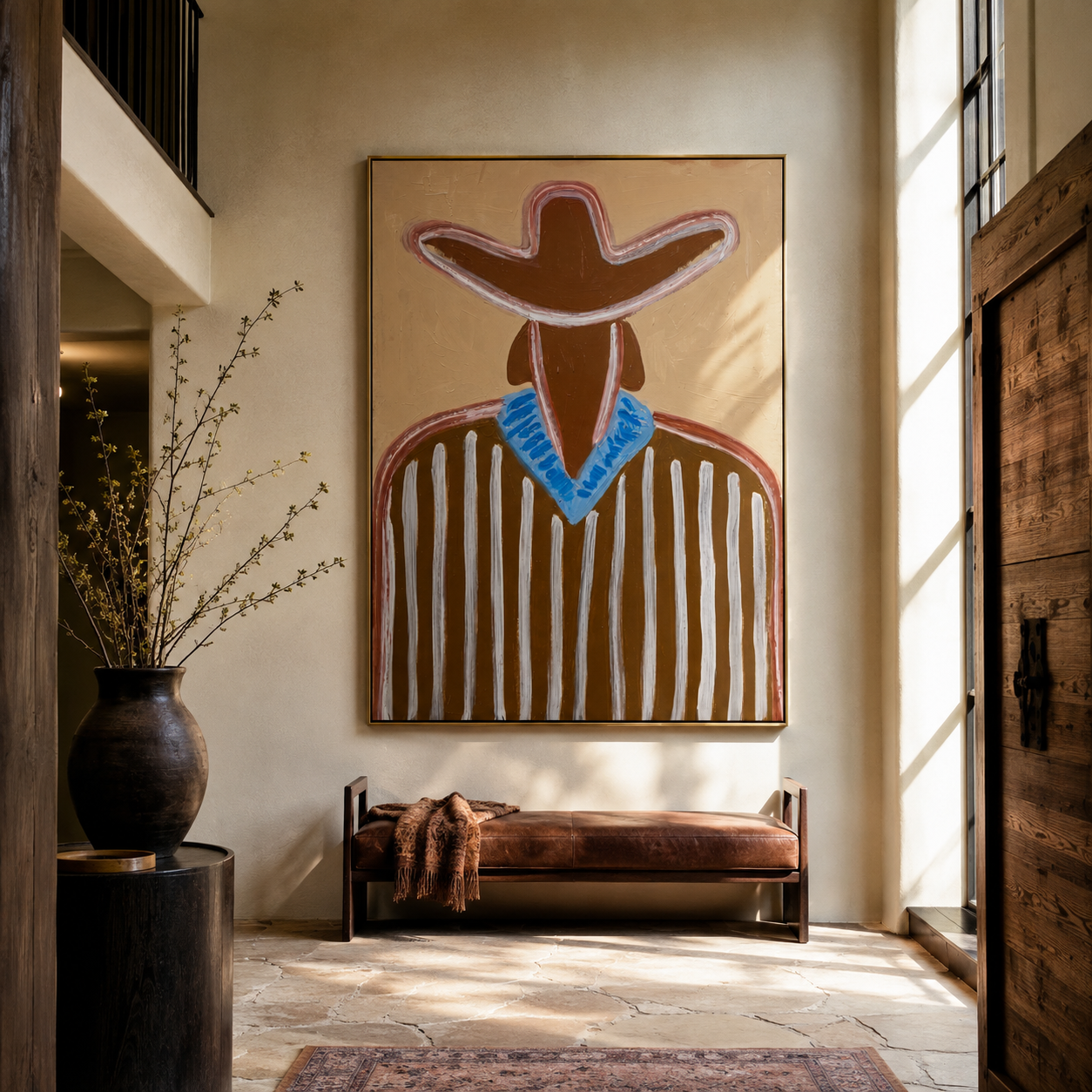 Blue Collar Brightens Brown styled with neutral modern furnishings