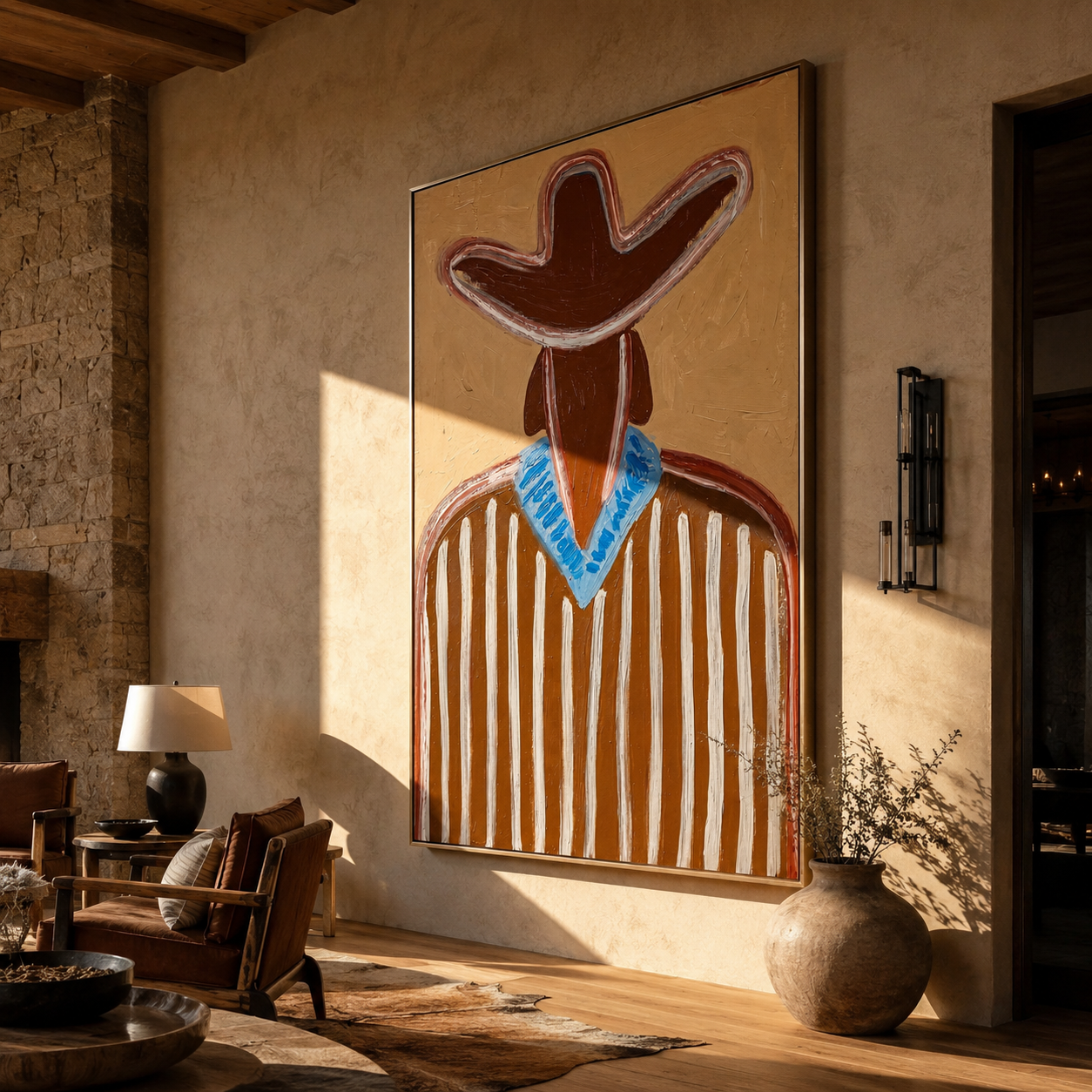 Blue Collar Brightens Brown styled in a layered residential interior