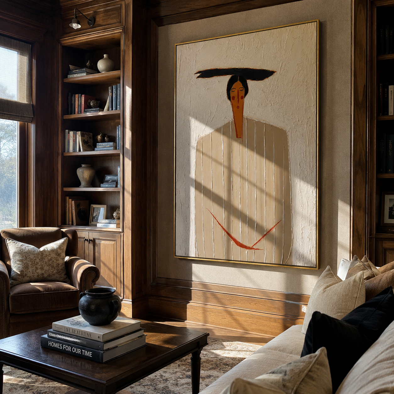 Ivory Lines Hold Cord styled in a layered residential interior