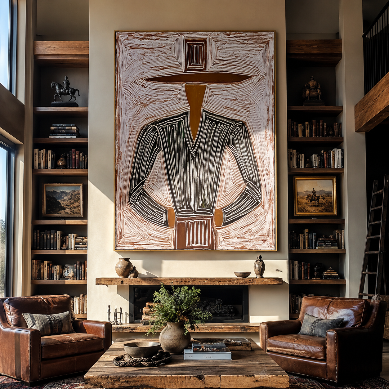 Charcoal Jacket Meets Field styled with neutral modern furnishings