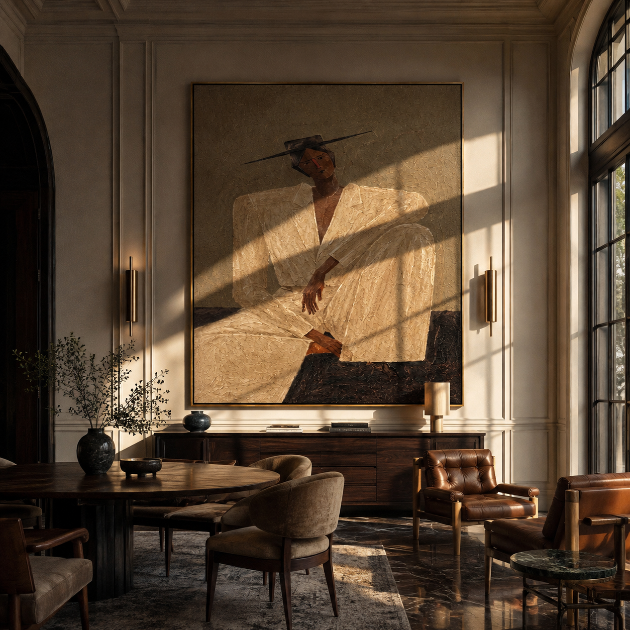 Ivory Angles in Sand presented above a contemporary console