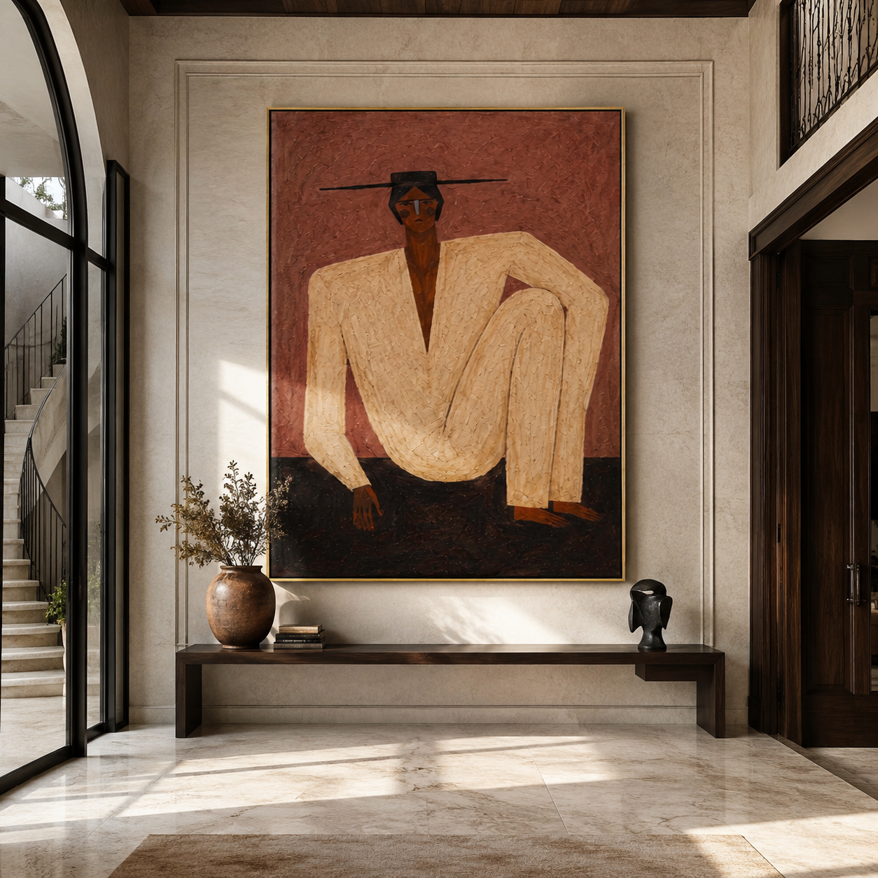 Ivory Knee through Rose displayed in a warm contemporary interior