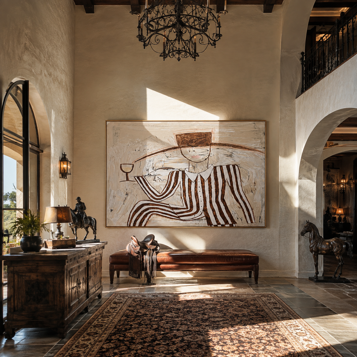 Brown Stripes with Wine styled with neutral modern furnishings