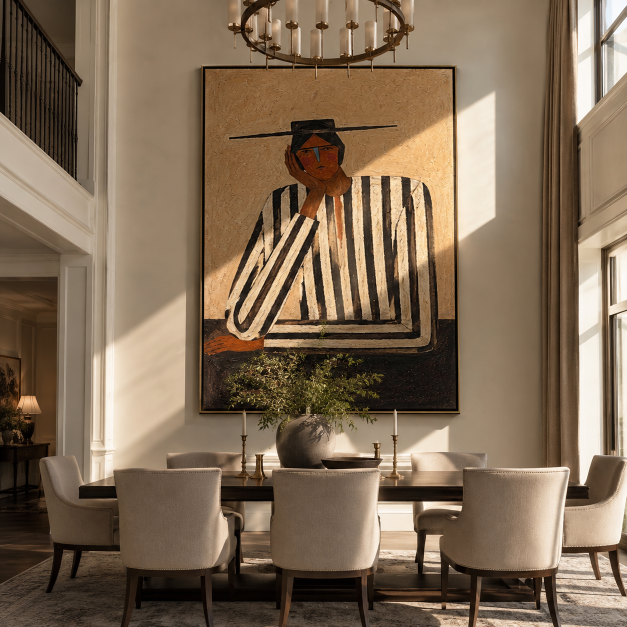 Black Lines Hold Thought displayed as a modern room focal point