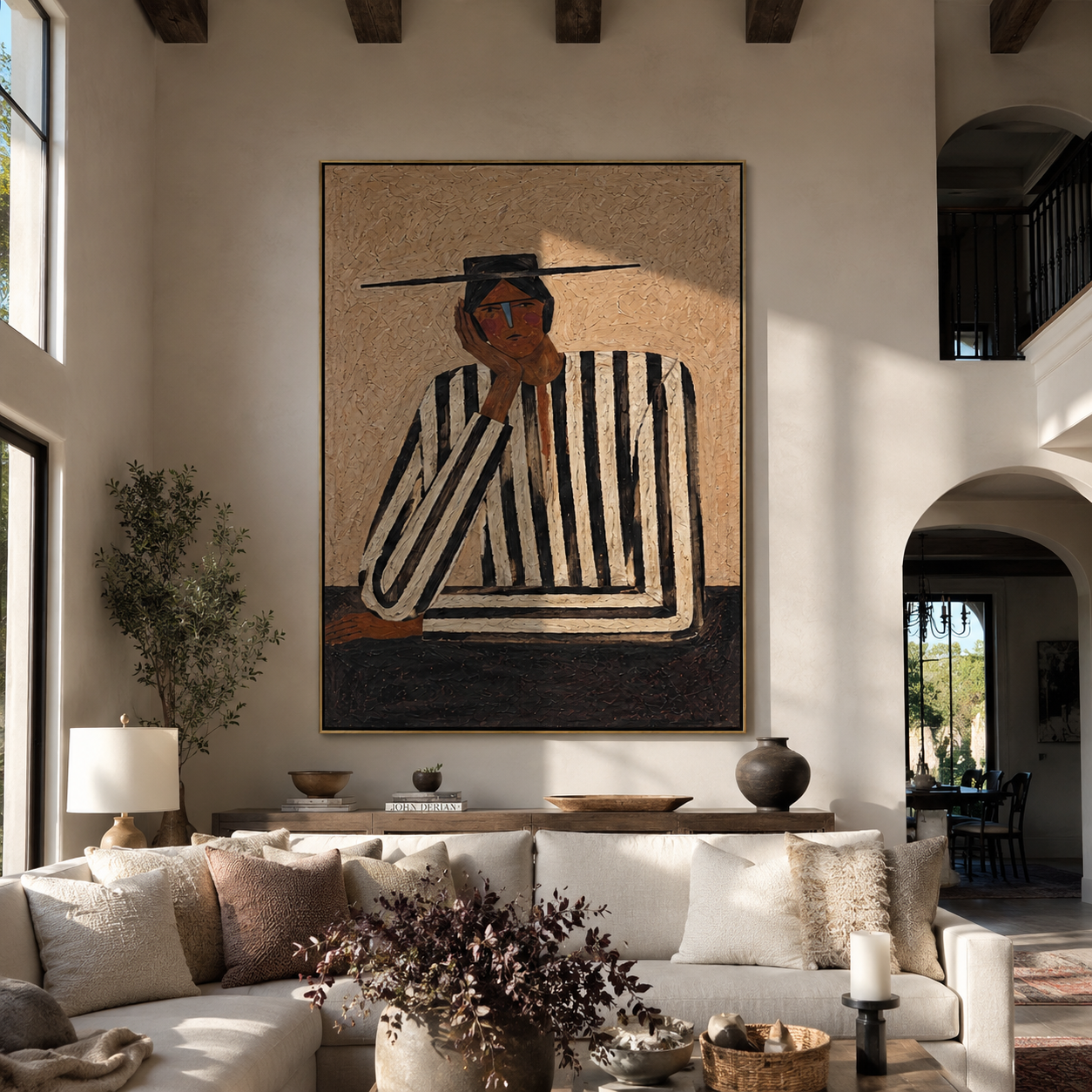 Black Lines Hold Thought styled in a layered residential interior