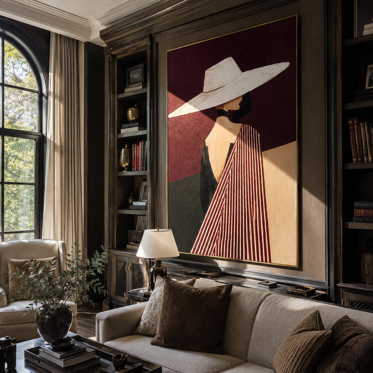 White Brim toward Burgundy styled in a layered residential interior