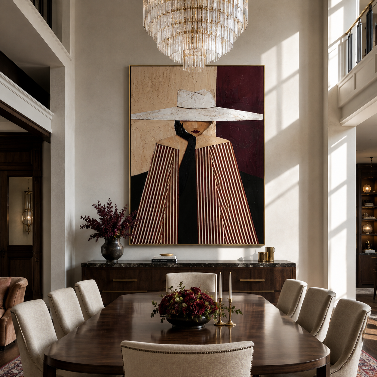 White Brim Divides Room presented above a contemporary console