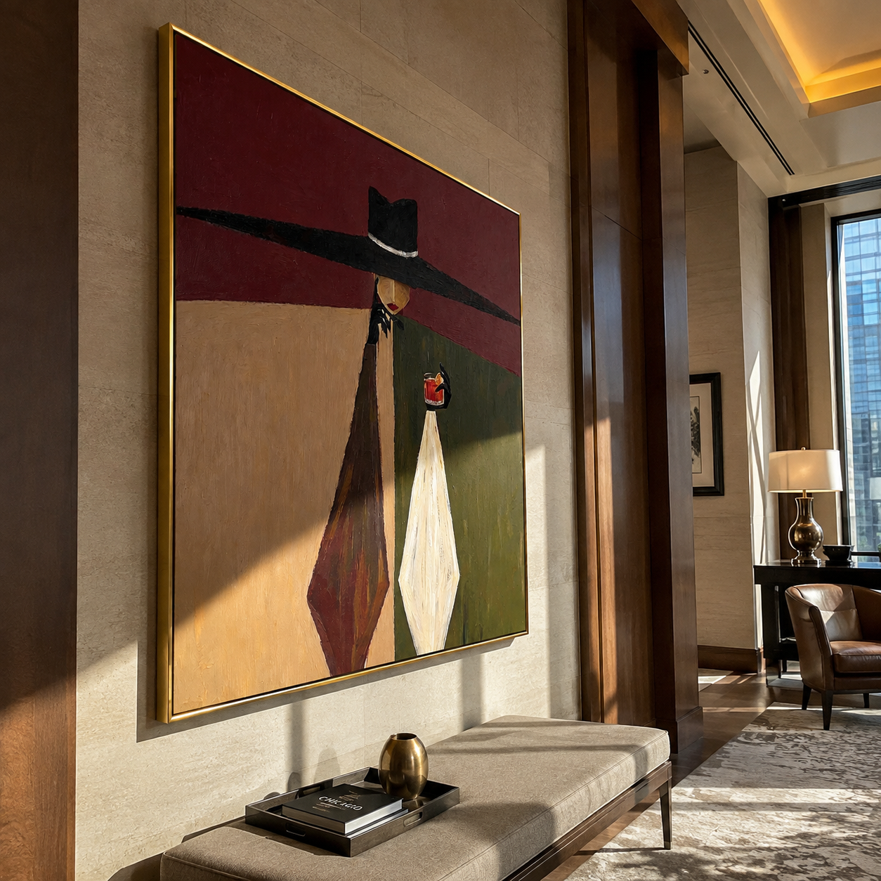 Black Horizon Holds Glass displayed as a modern room focal point