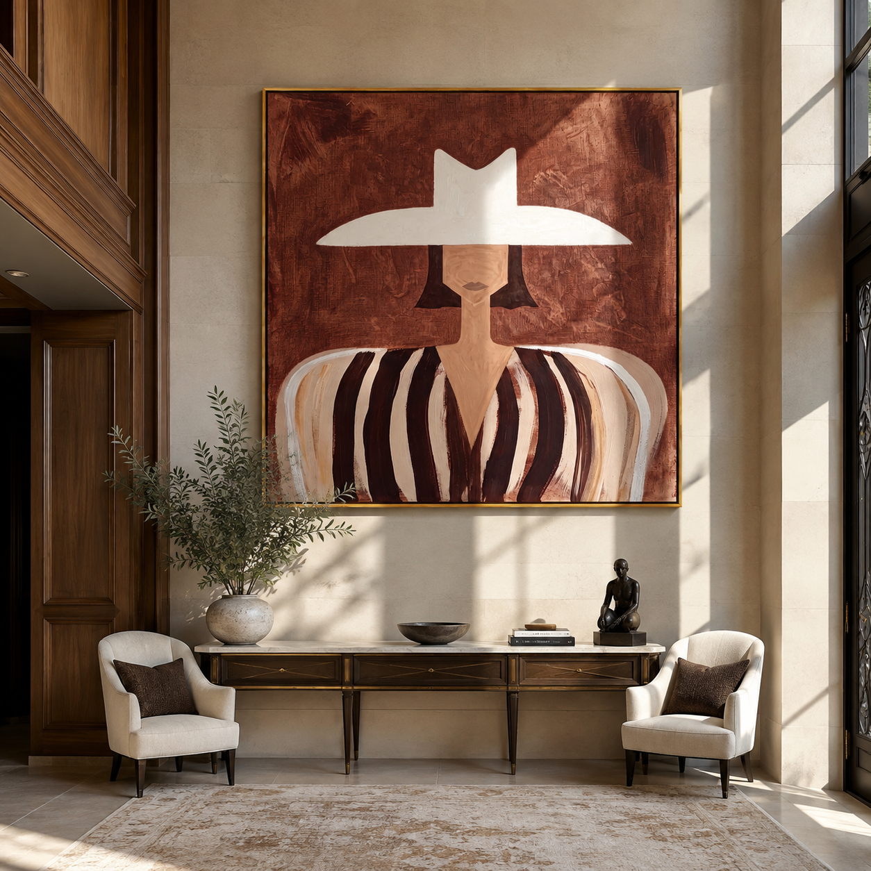 White Brim over Cocoa displayed as a modern room focal point