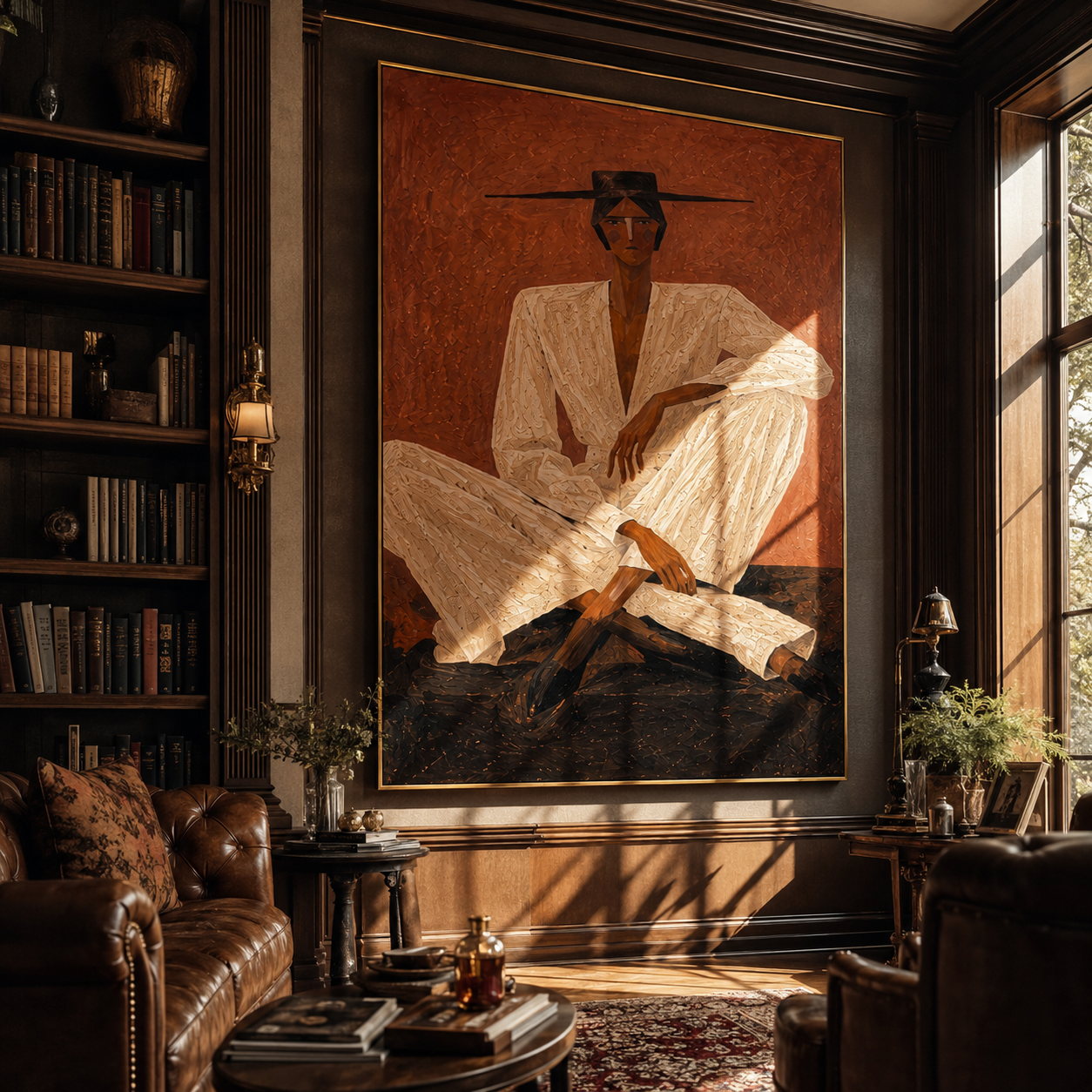 Ivory Suit Crosses Rust styled in a layered residential interior
