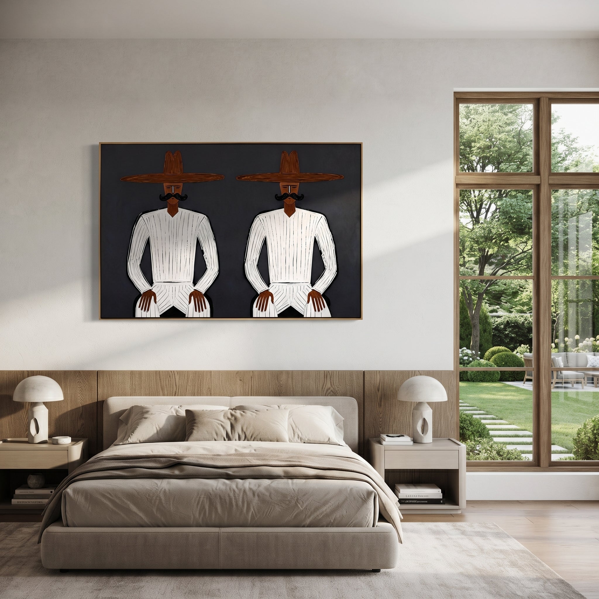 White Suits Mirror Stillness displayed in a warm contemporary interior