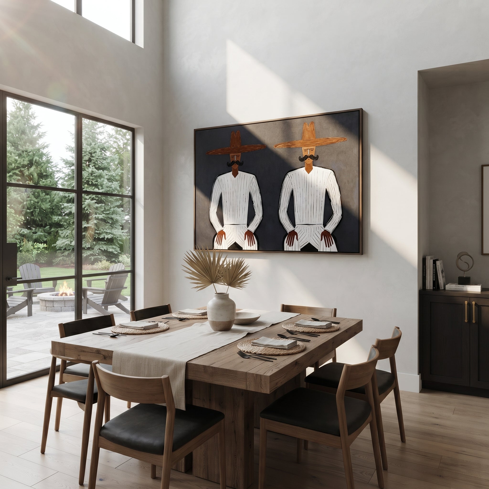 White Suits Mirror Stillness styled with neutral modern furnishings