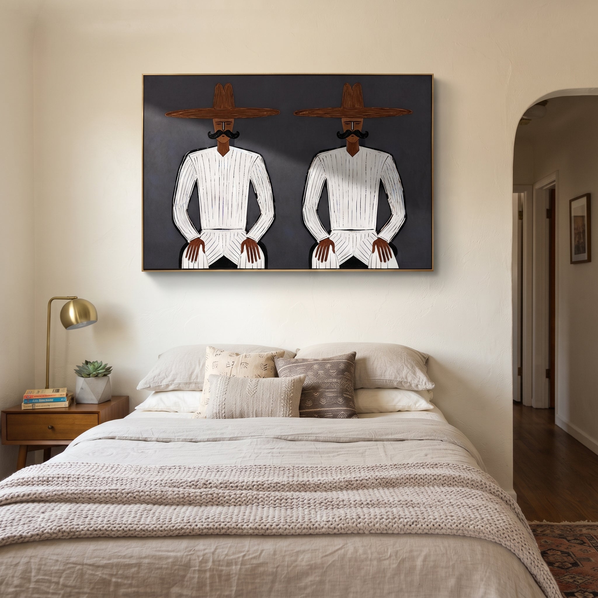 White Suits Mirror Stillness presented above a contemporary console