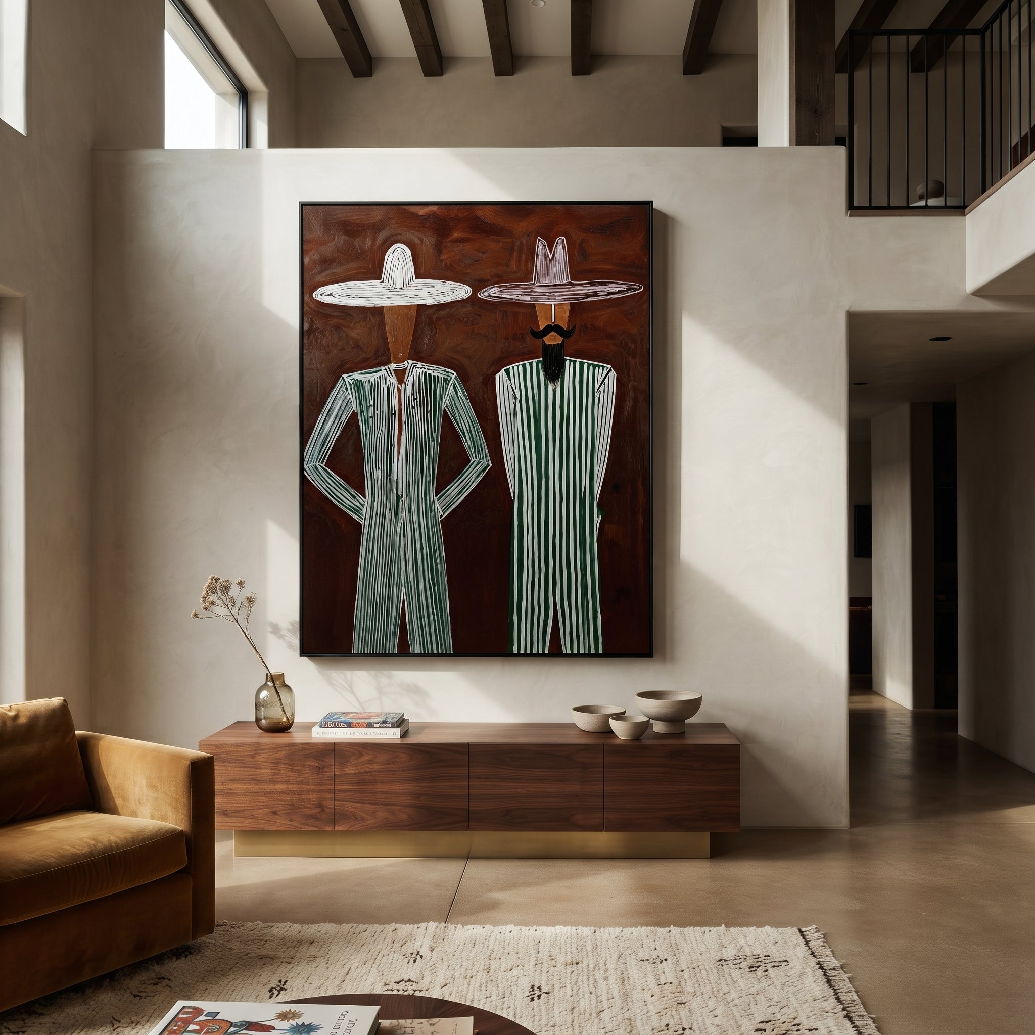 Green Stripes Stand Apart styled with neutral modern furnishings