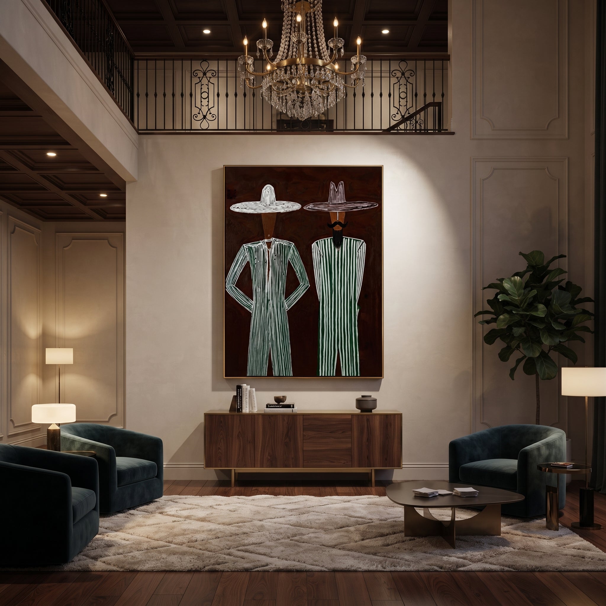 Green Stripes Stand Apart presented above a contemporary console