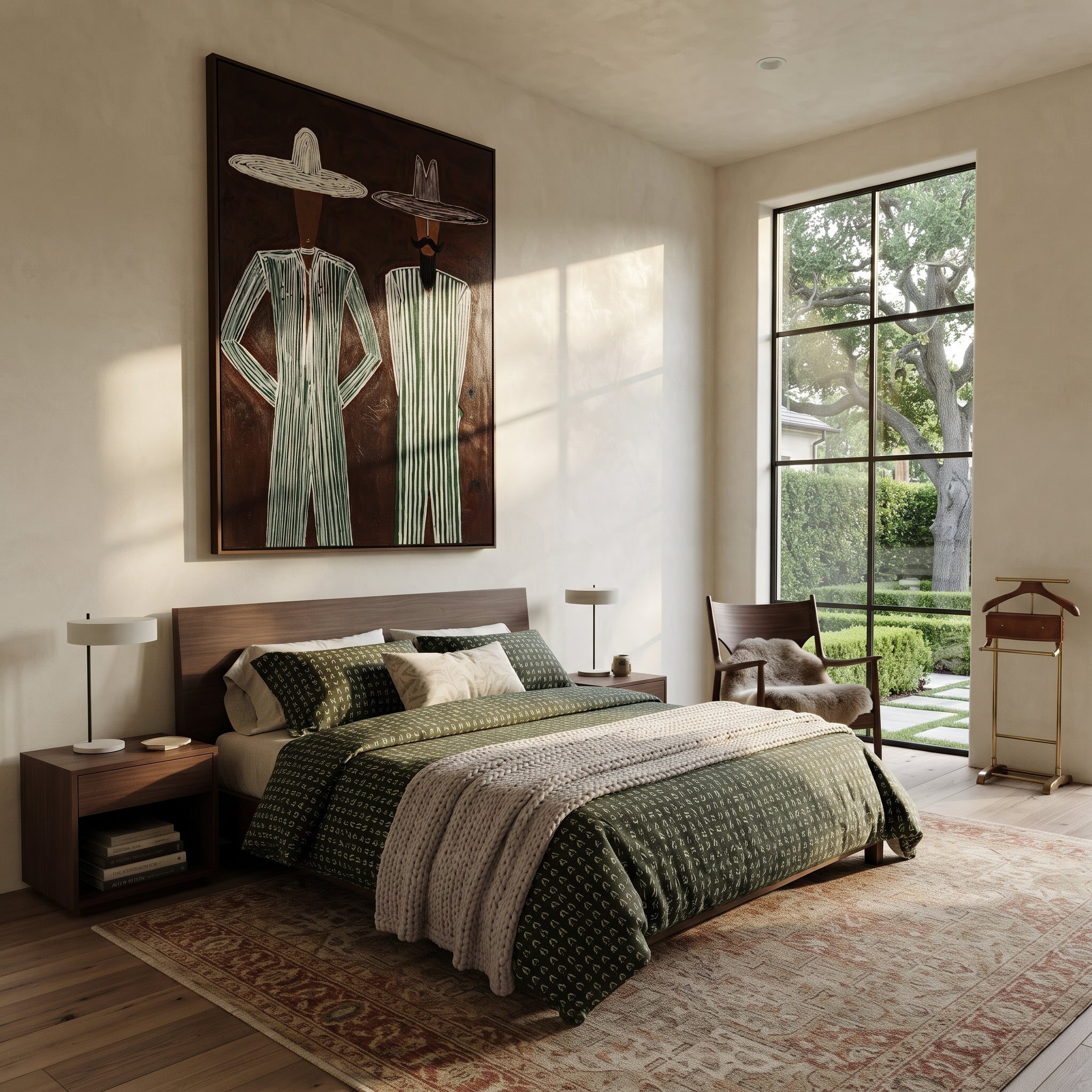 Green Stripes Stand Apart styled in a layered residential interior