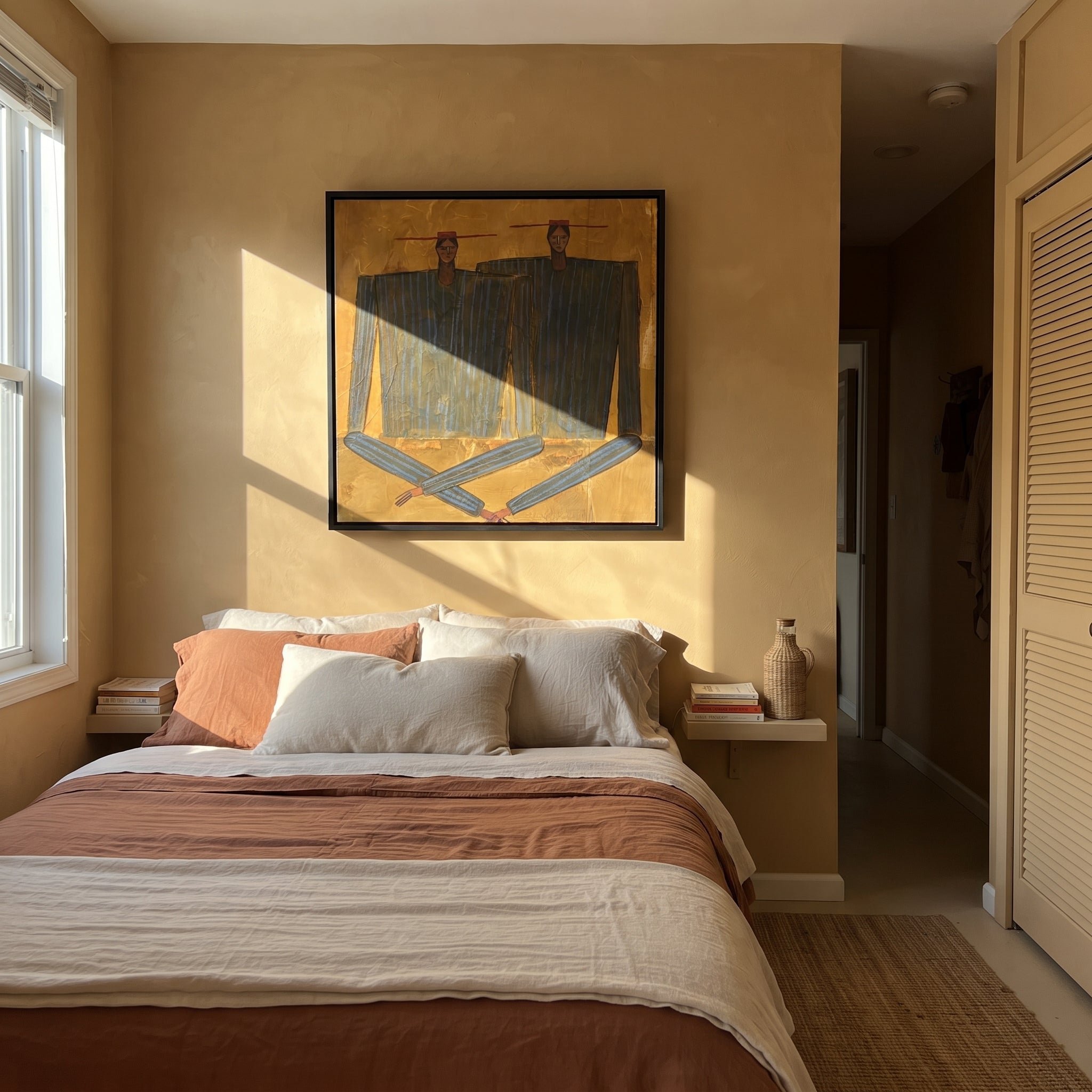 Dark Coats Cross Gold displayed as a modern room focal point