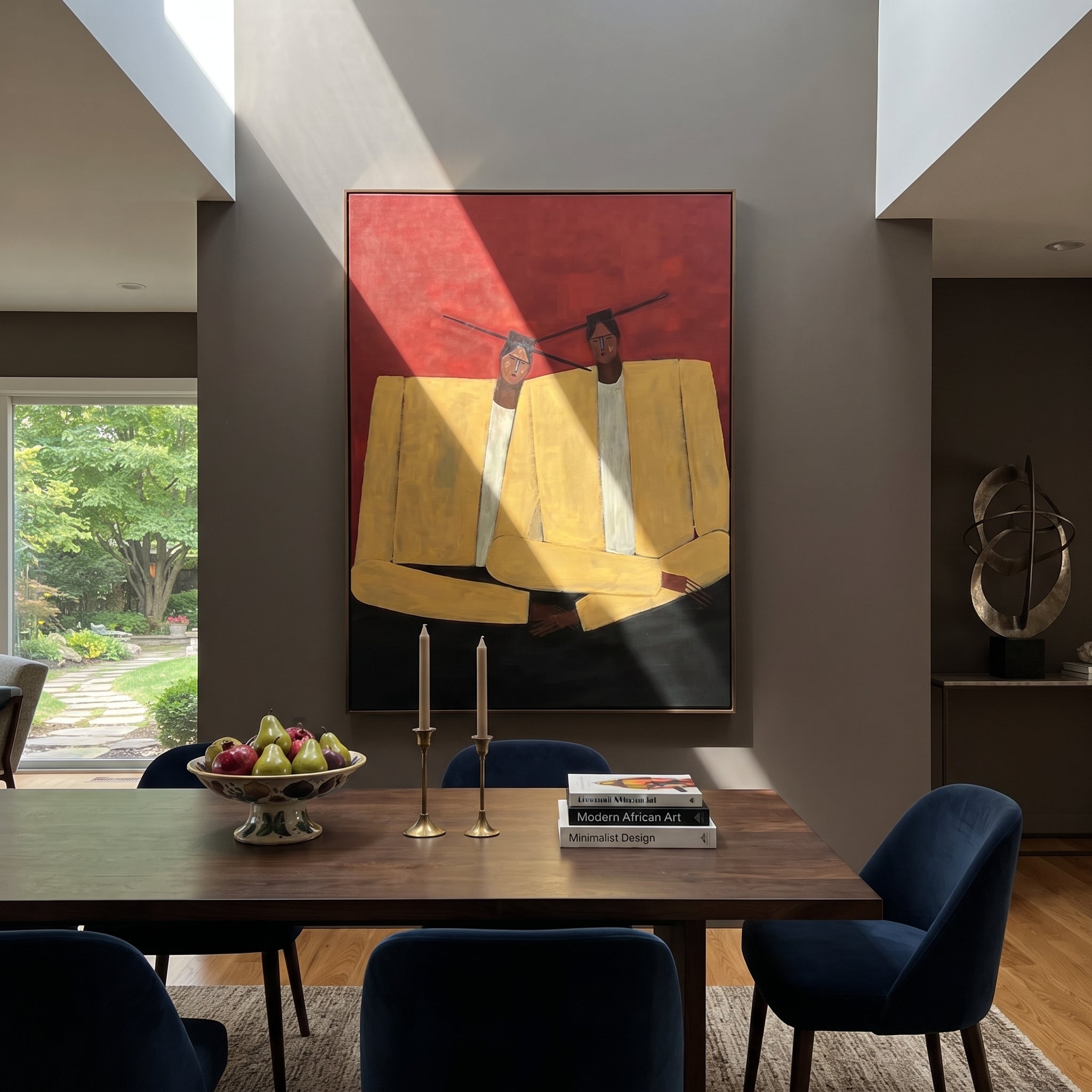 Ivory Shoulders Lean Together displayed as a modern room focal point