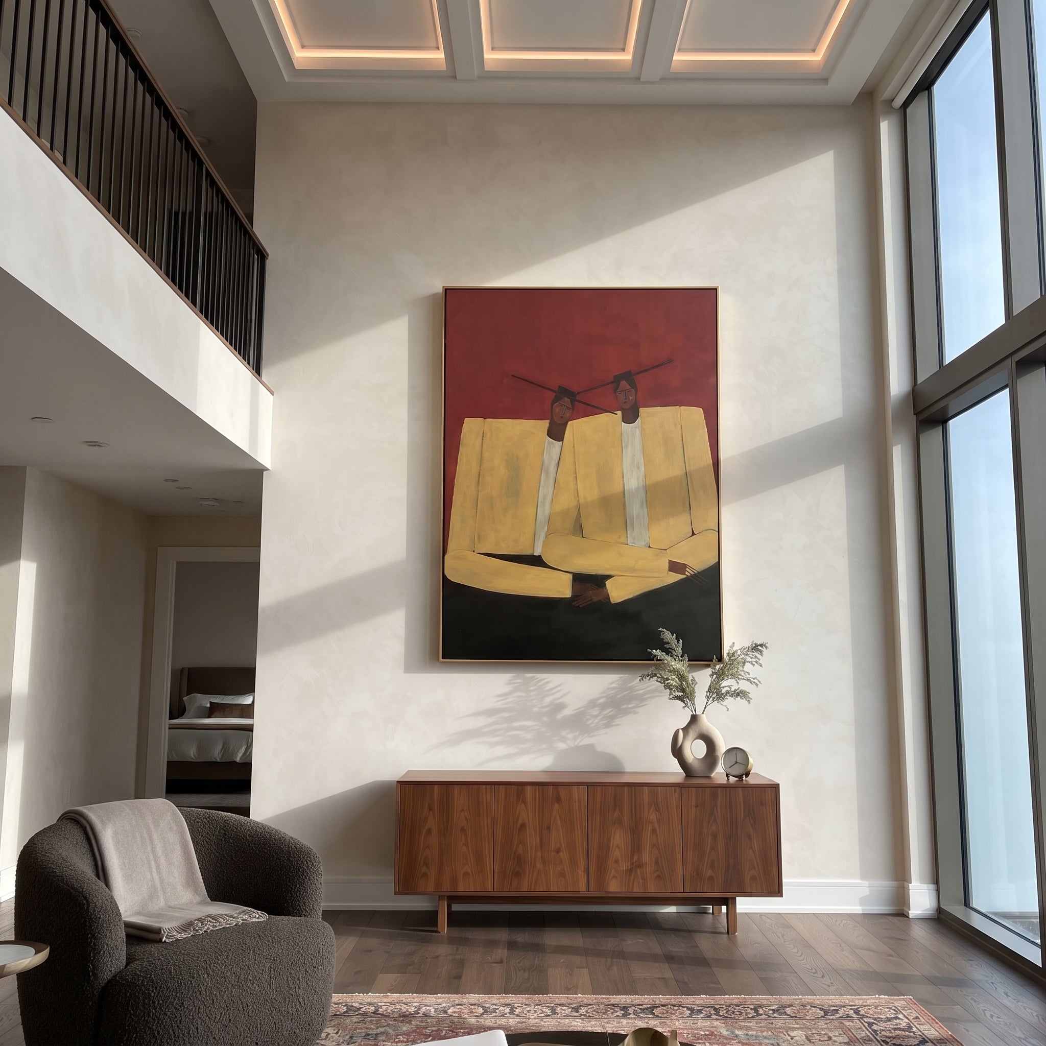 Ivory Shoulders Lean Together styled in a layered residential interior