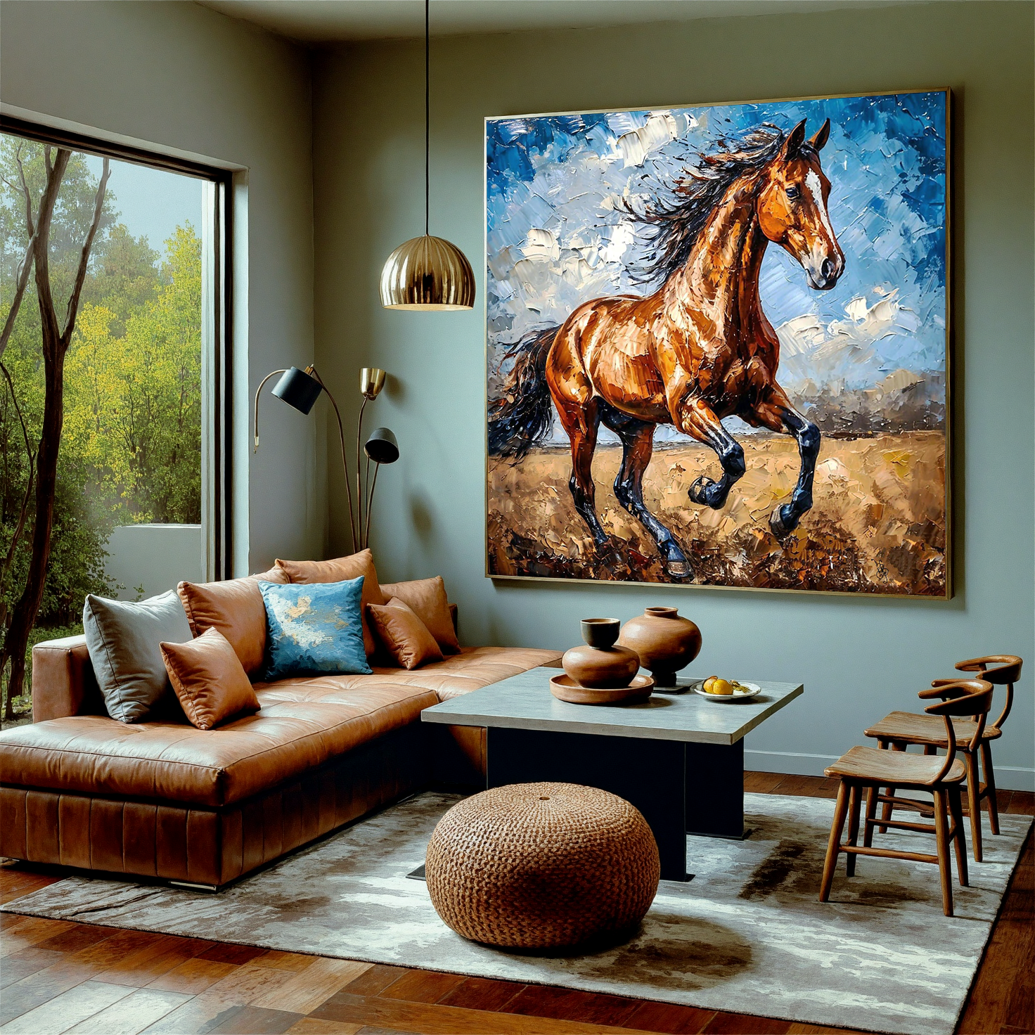 Wild Gallop – Textured Galloping Horse Abstract Painting | Dynamic Modern Living Room Art