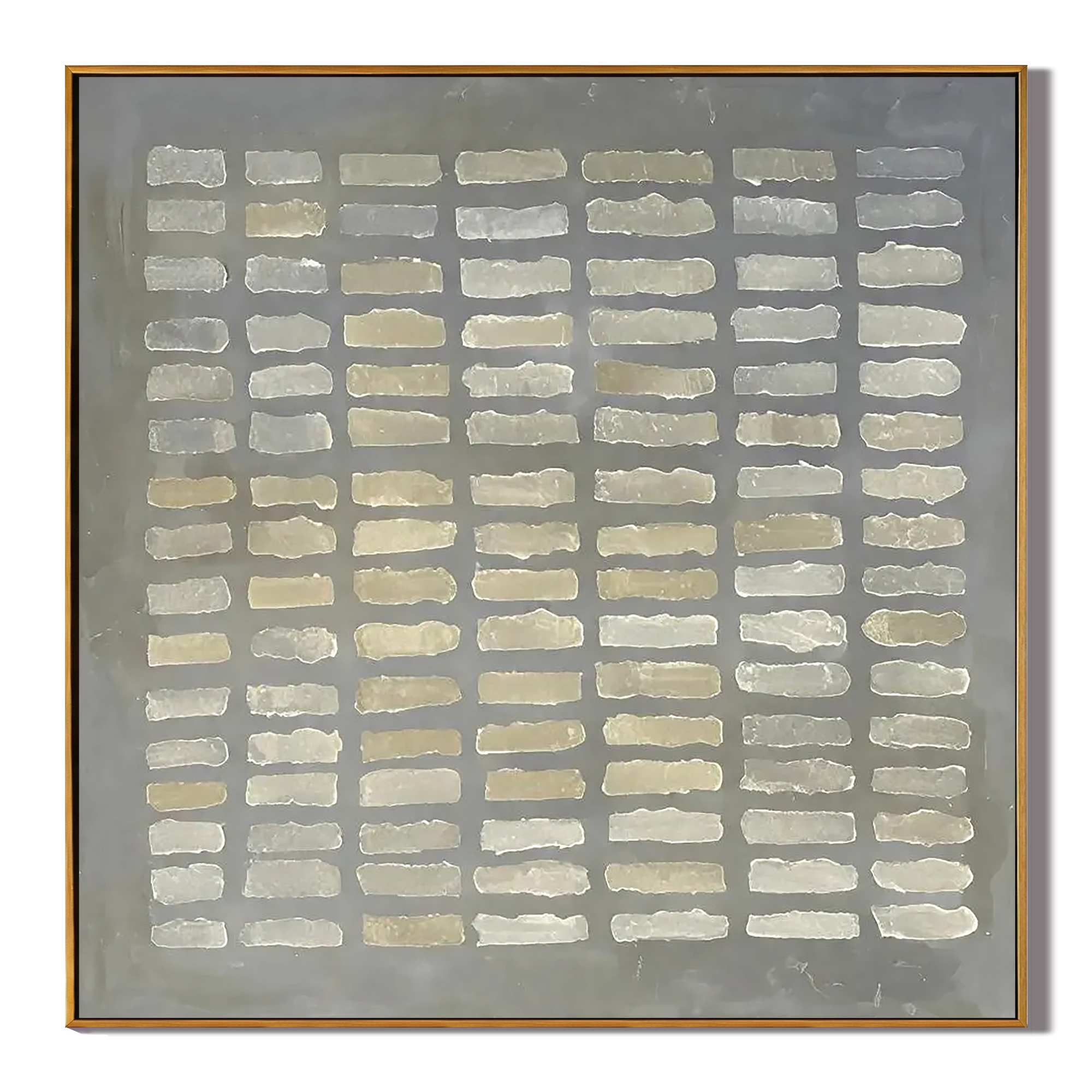 Whispered Matrix – Wabi-Sabi Slate Grey Minimalist Grid Painting | Modern Geometric Textured Hallway Art