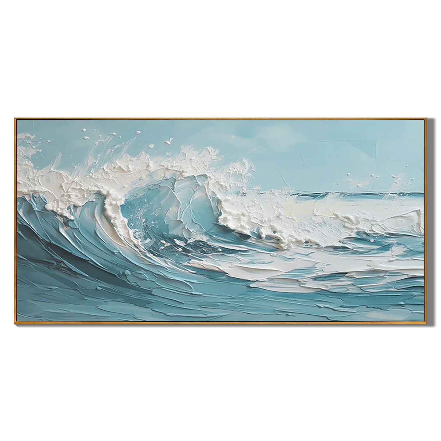 CRUSHING TIDE: Seascape Wall Art, Hand-Painted 3D Impasto Ocean Wave Thick Textured Canvas Painting