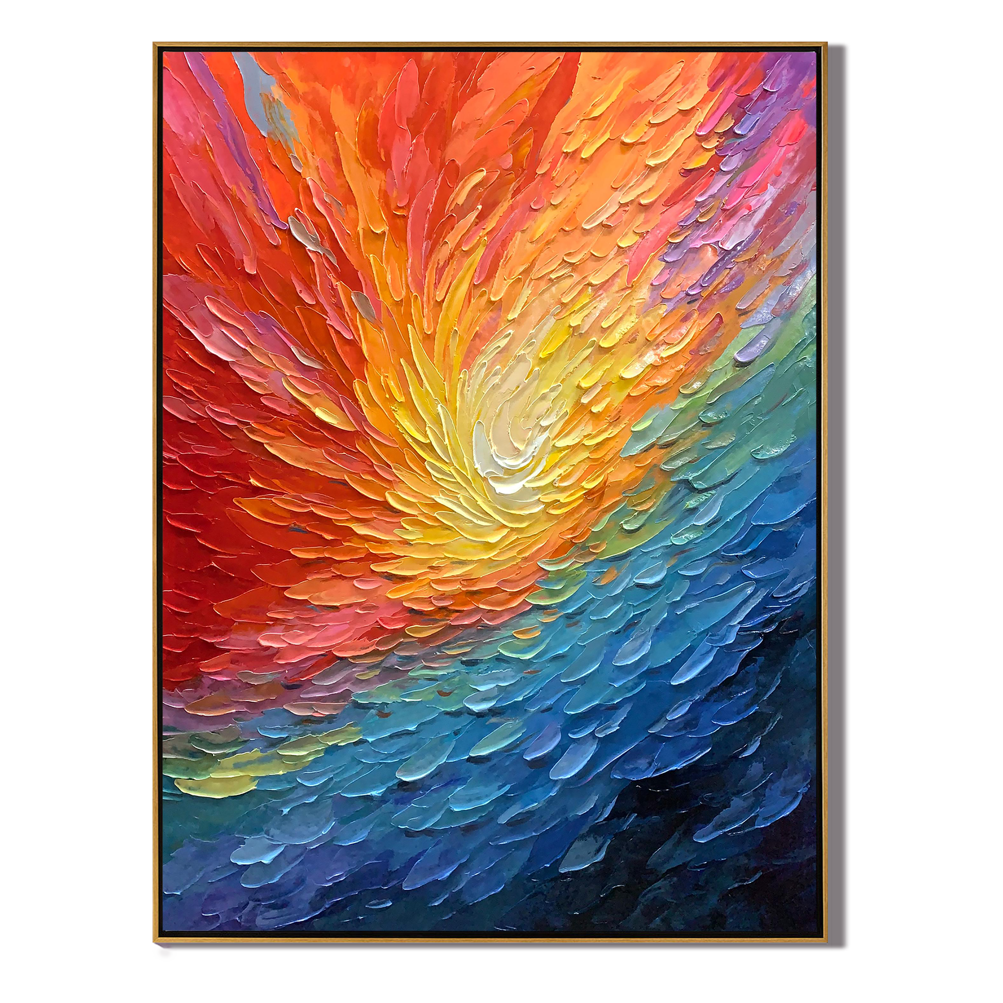 COLOR EXPLOSION: Abstract Wall Art, Hand-Painted Multicolored Rainbow Palette Knife 3D Heavy Texture Gallery Art
