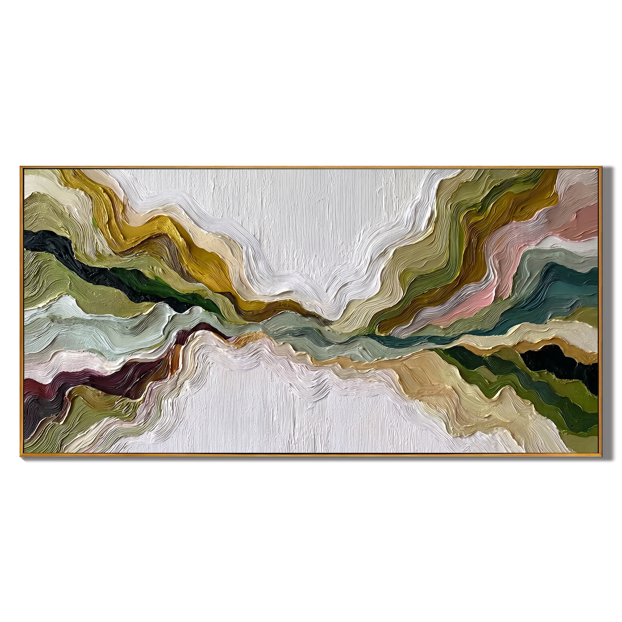 Mountain Rhythms – Heavy Texture Earth-Tone Abstract Painting | Modern Wabi-Sabi Large Living Room Art