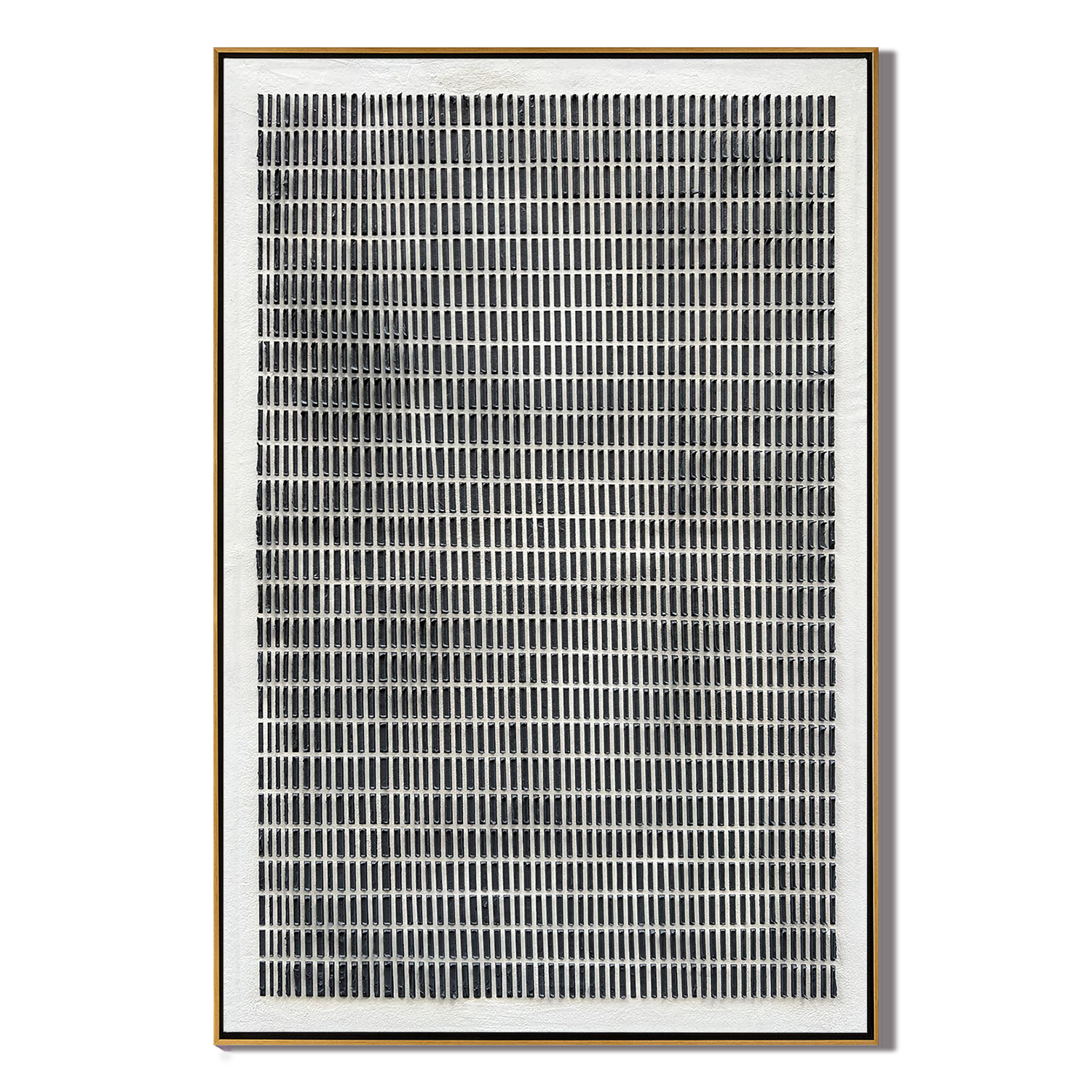 SILENT MATRIX: Minimalist Vertical Linear Painting, Modern Black & White Textured Wall Art