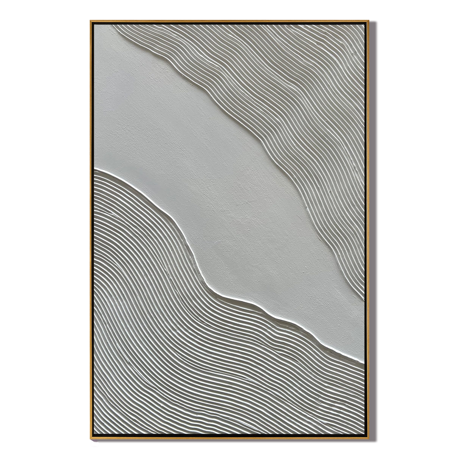 SILENT RIPPLES- Wabi-sabi Linear Texture Painting | Minimalist Grey 3D Relief Hallway Art